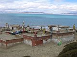 Tibet Kailash 07 Manasarovar 01 Seralung with lake in background